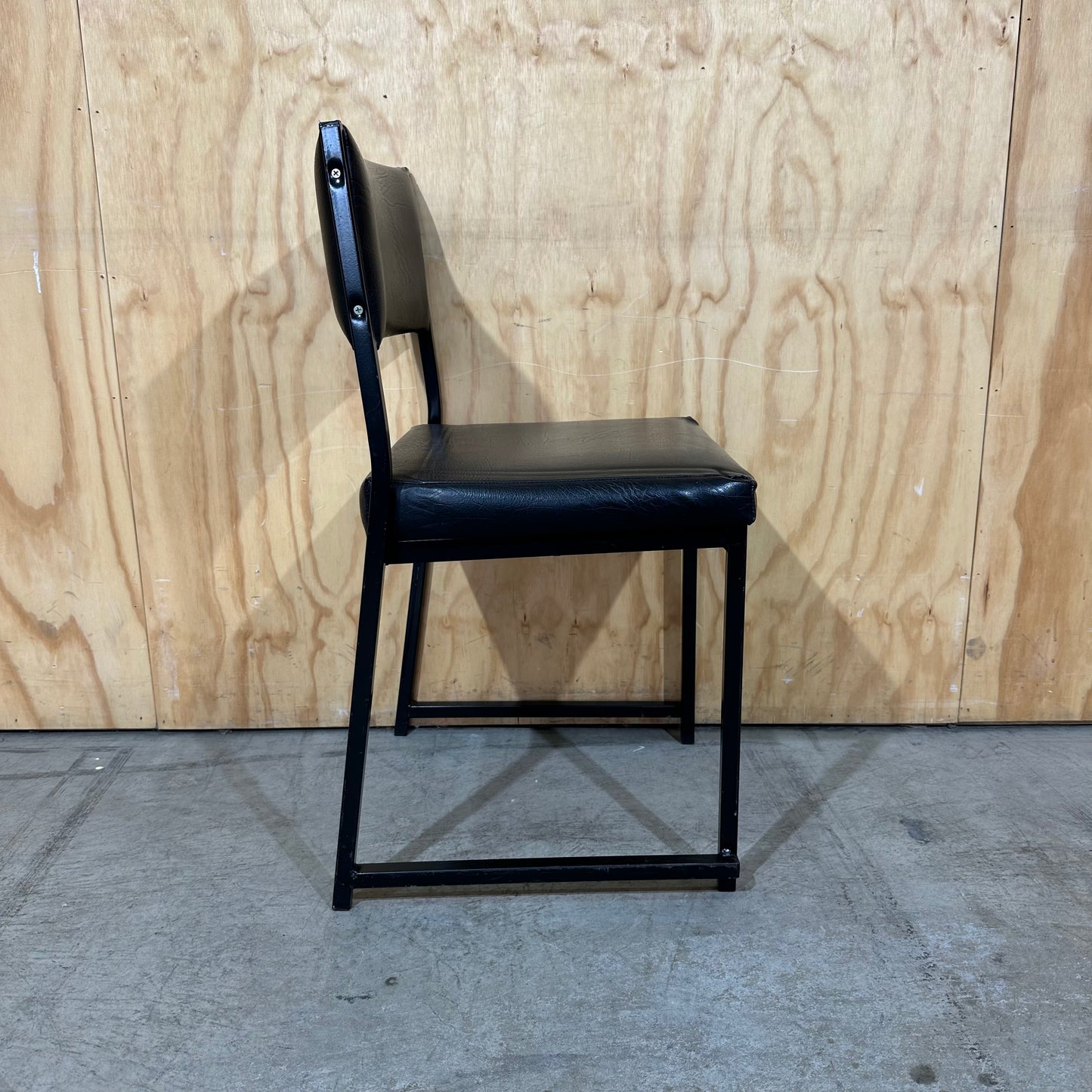 Retro Industrial Black Vinyl Sled Chair
