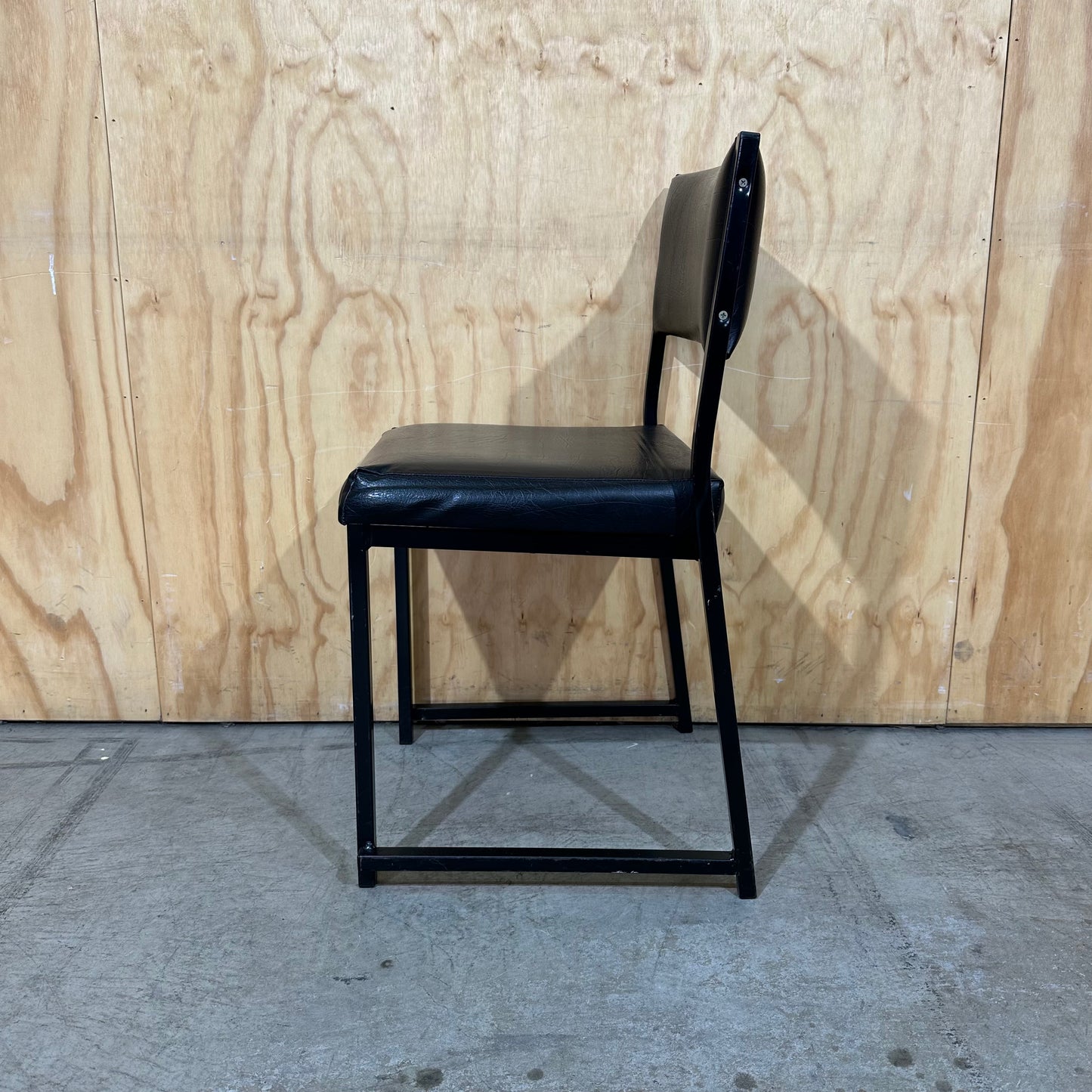 Retro Industrial Black Vinyl Sled Chair