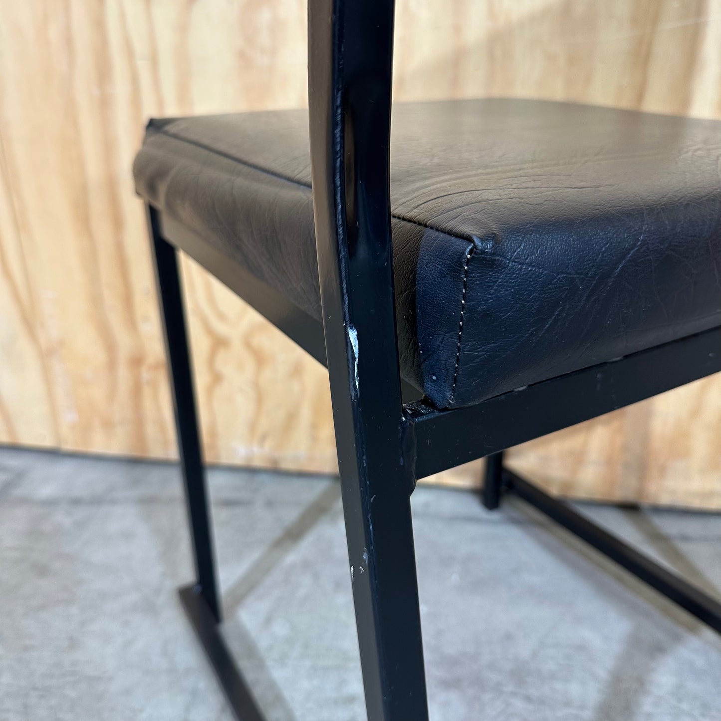 Retro Industrial Black Vinyl Sled Chair