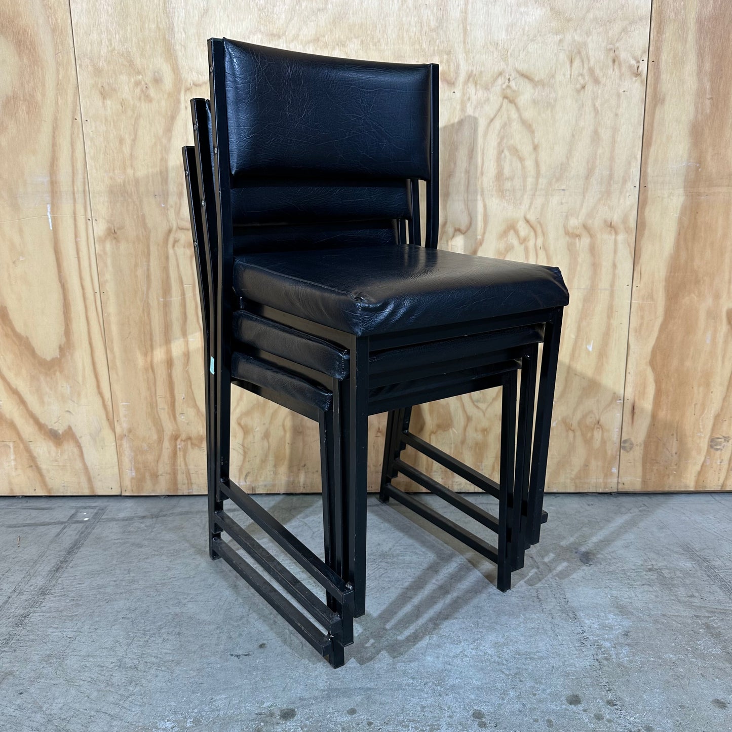 Retro Industrial Black Vinyl Sled Chair
