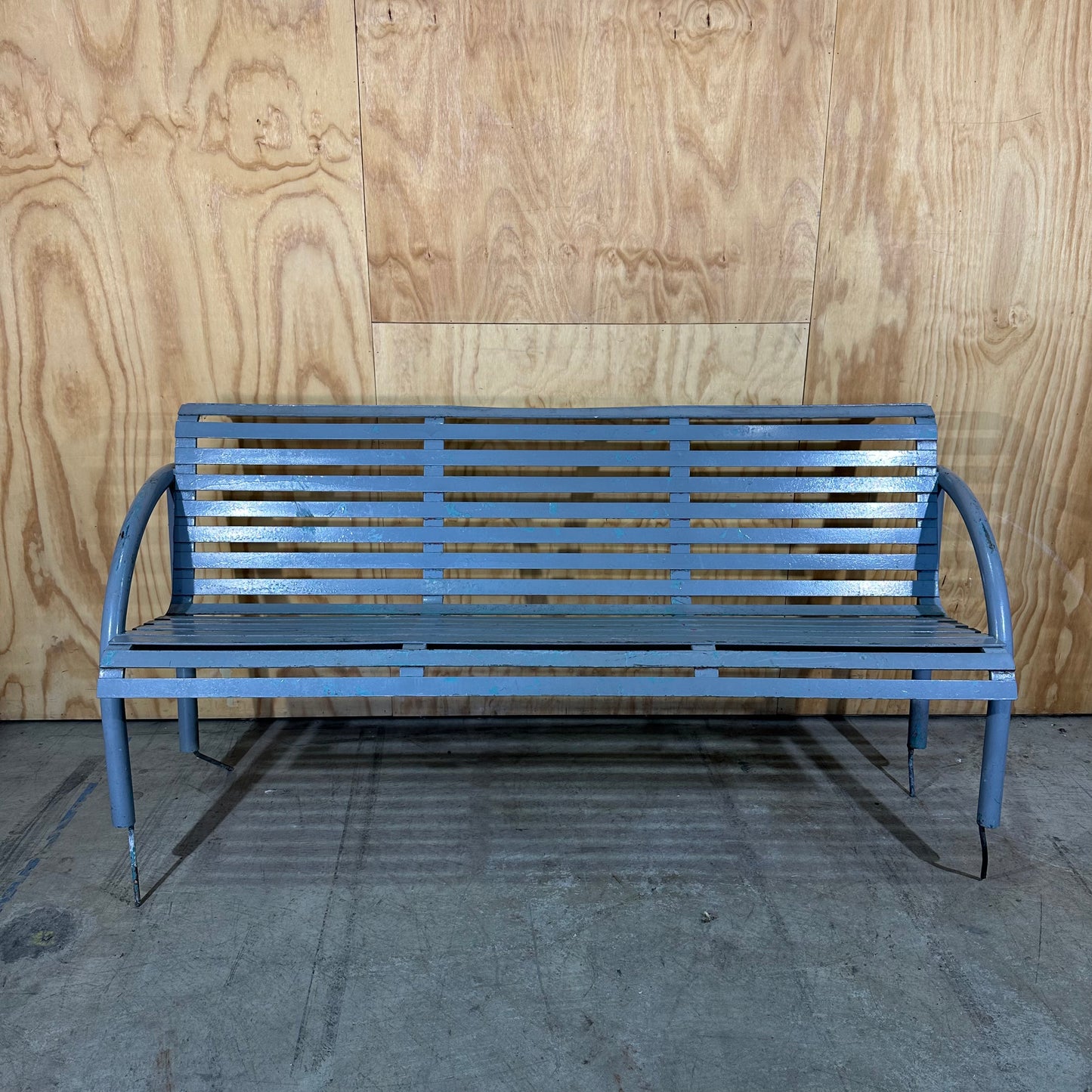 Silver Metal Park Bench with Stakes