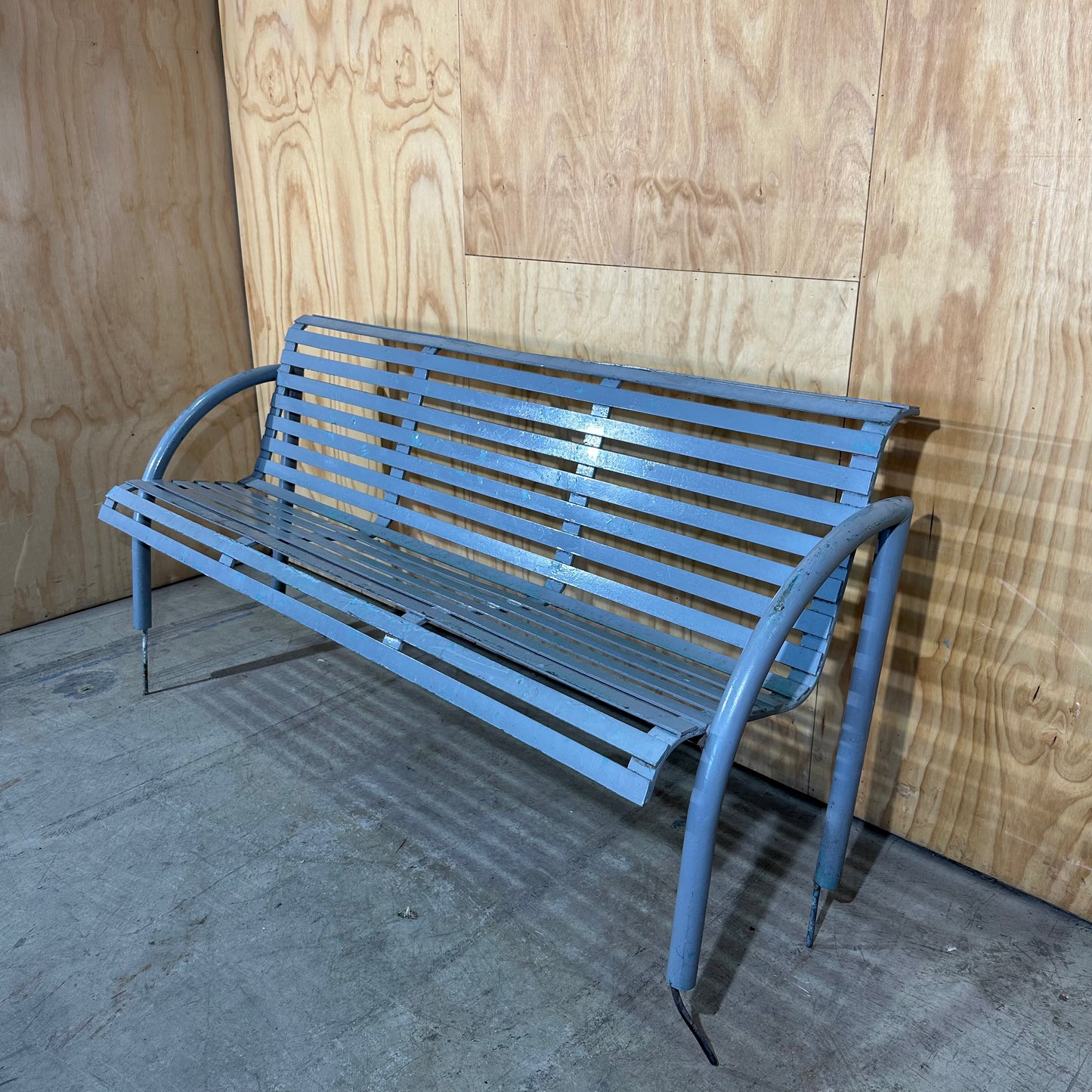 Silver Metal Park Bench with Stakes