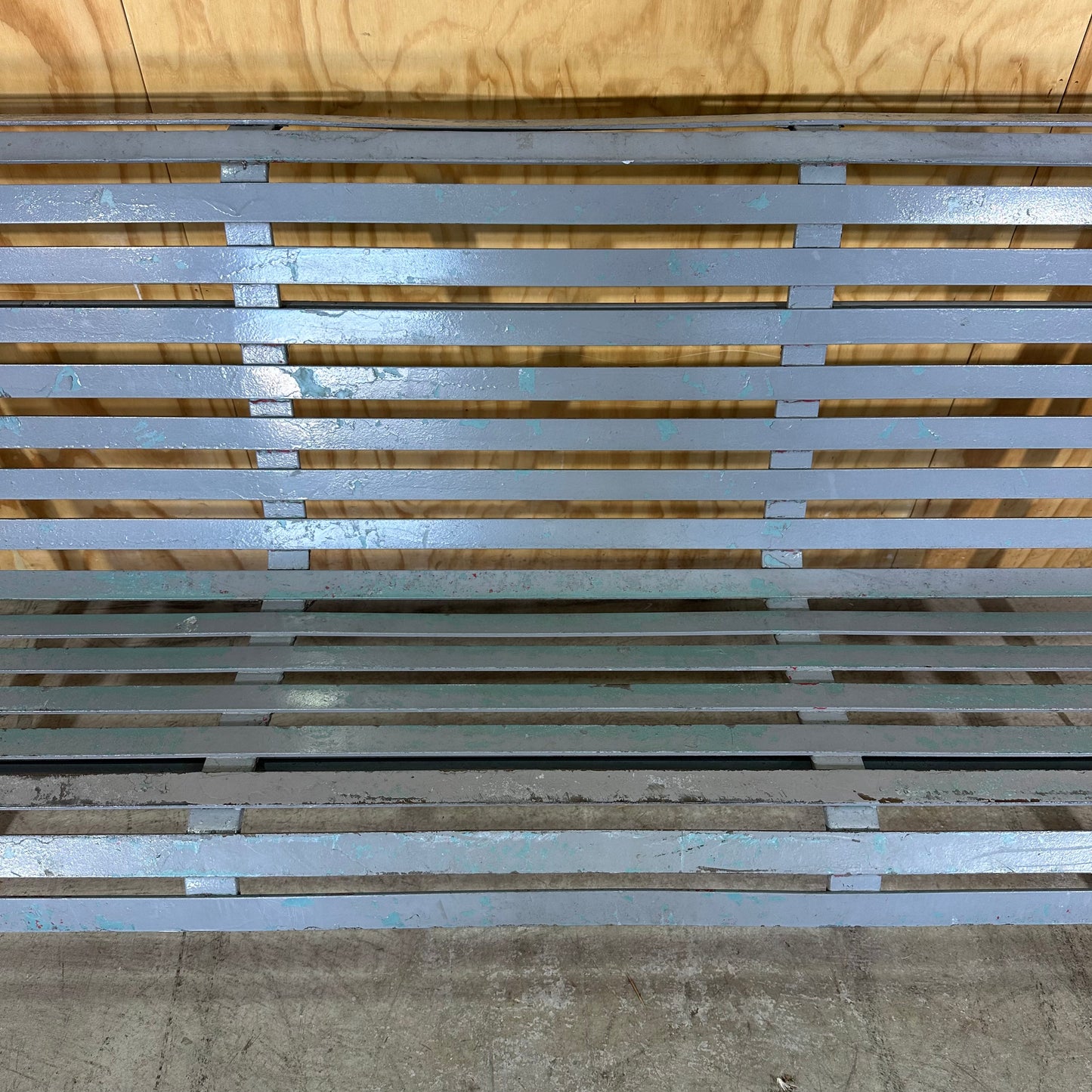 Silver Metal Park Bench with Stakes