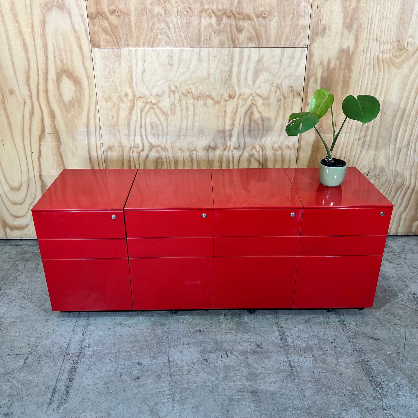 Three Drawer Pedestal in Red