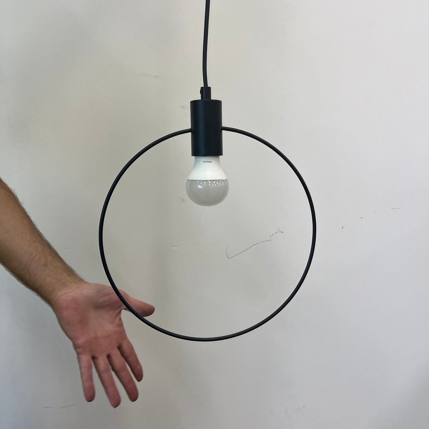 Round Metal Frame Pendant Light in Black