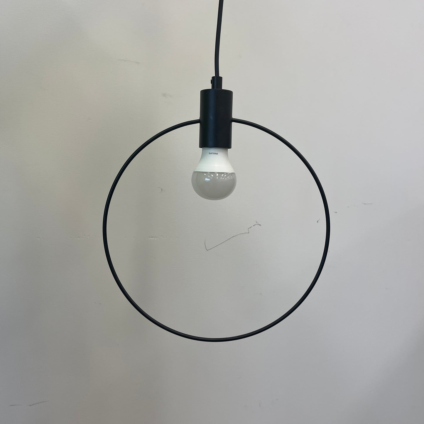 Round Metal Frame Pendant Light in Black