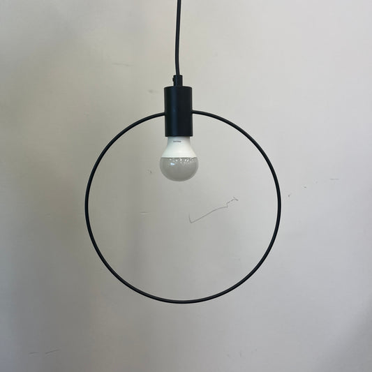 Round Metal Frame Pendant Light in Black
