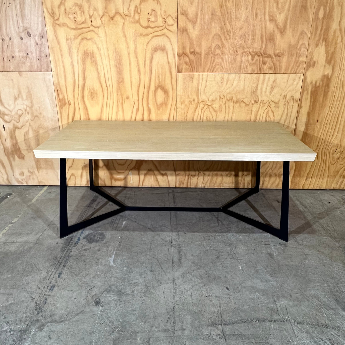 Contemporary Oak Veneer Executive Table with Y-Frame Legs