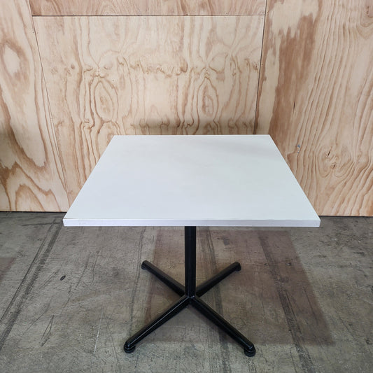 Square Cafe Table in White with Black Legs