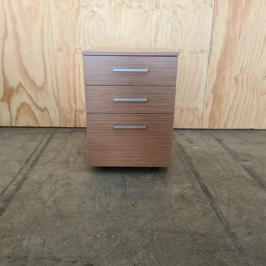 Wood Laminate 3 Drawer Pedestal with chrome handles