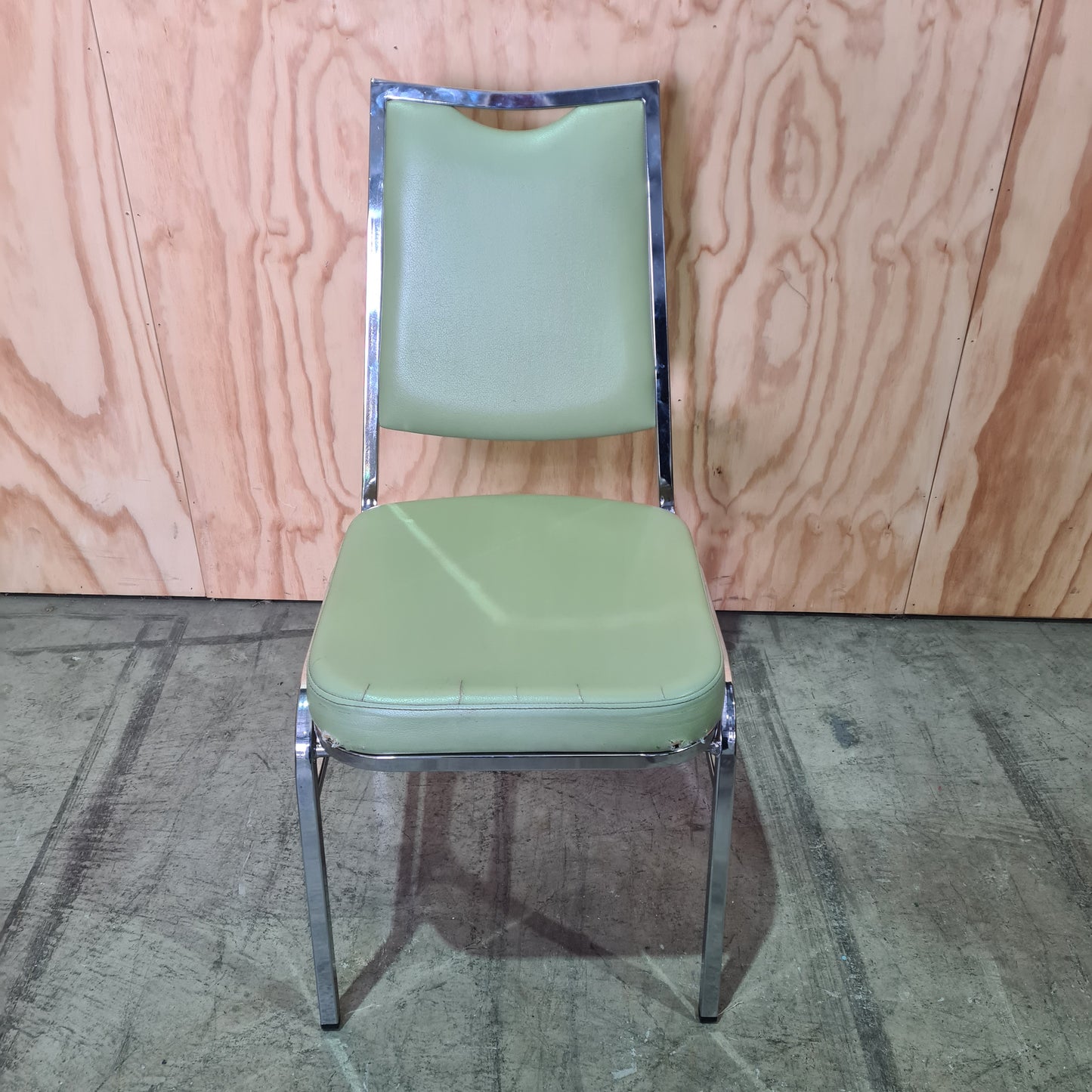Vintage Green Vinyl Chair and Chrome Legs