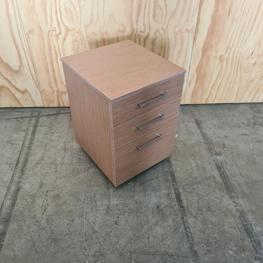 Wood Laminate 3 Drawer Pedestal with chrome handles