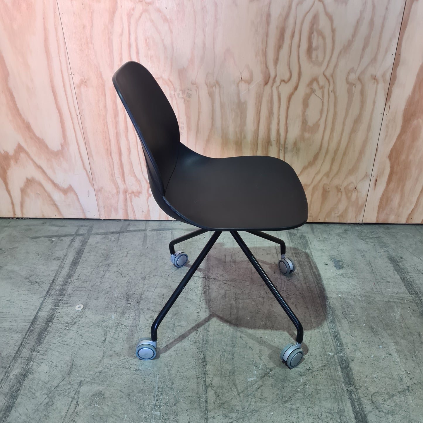 FREE BULK OPPORTUNITY- Black Moulded Chair on Castors