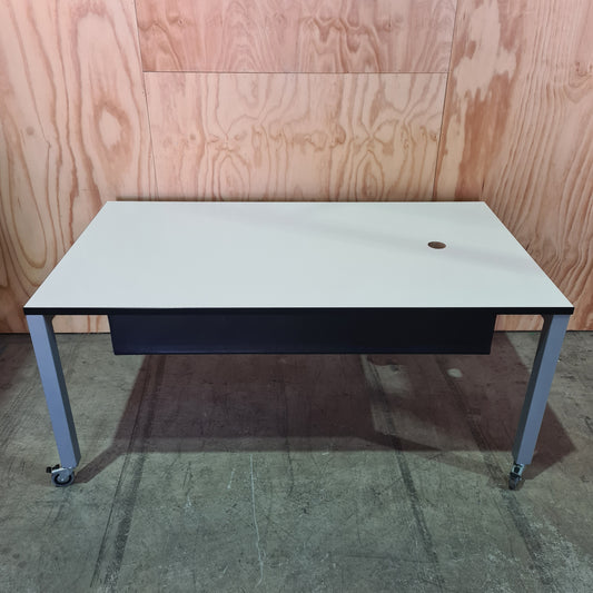 White Meeting Table Chrome legs with Castors