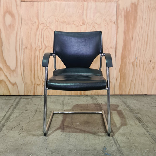 Wilkhahn Modus 277/71 Sled Base Black Leather Chair