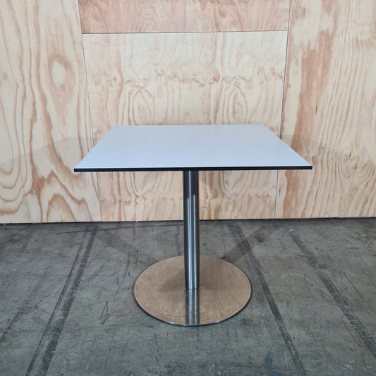 Medium Square Cafe Table in White with Chrome Base