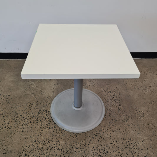 White Square Cafe Table with Grey Base