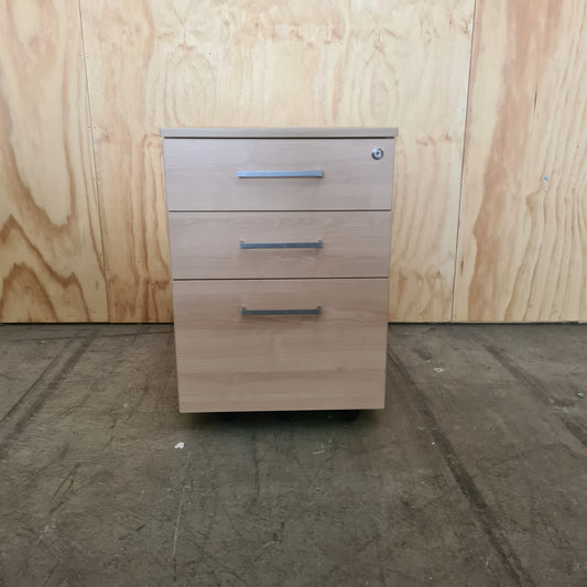 Light Wood Laminate 3 Drawer Pedestal