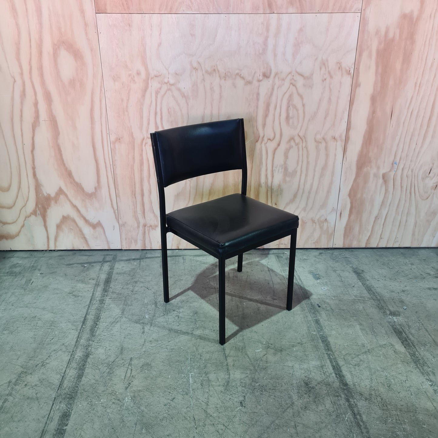 Stackable Black Leather Contemporary Chair