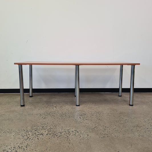 Wooden Office Desk with Chrome Legs