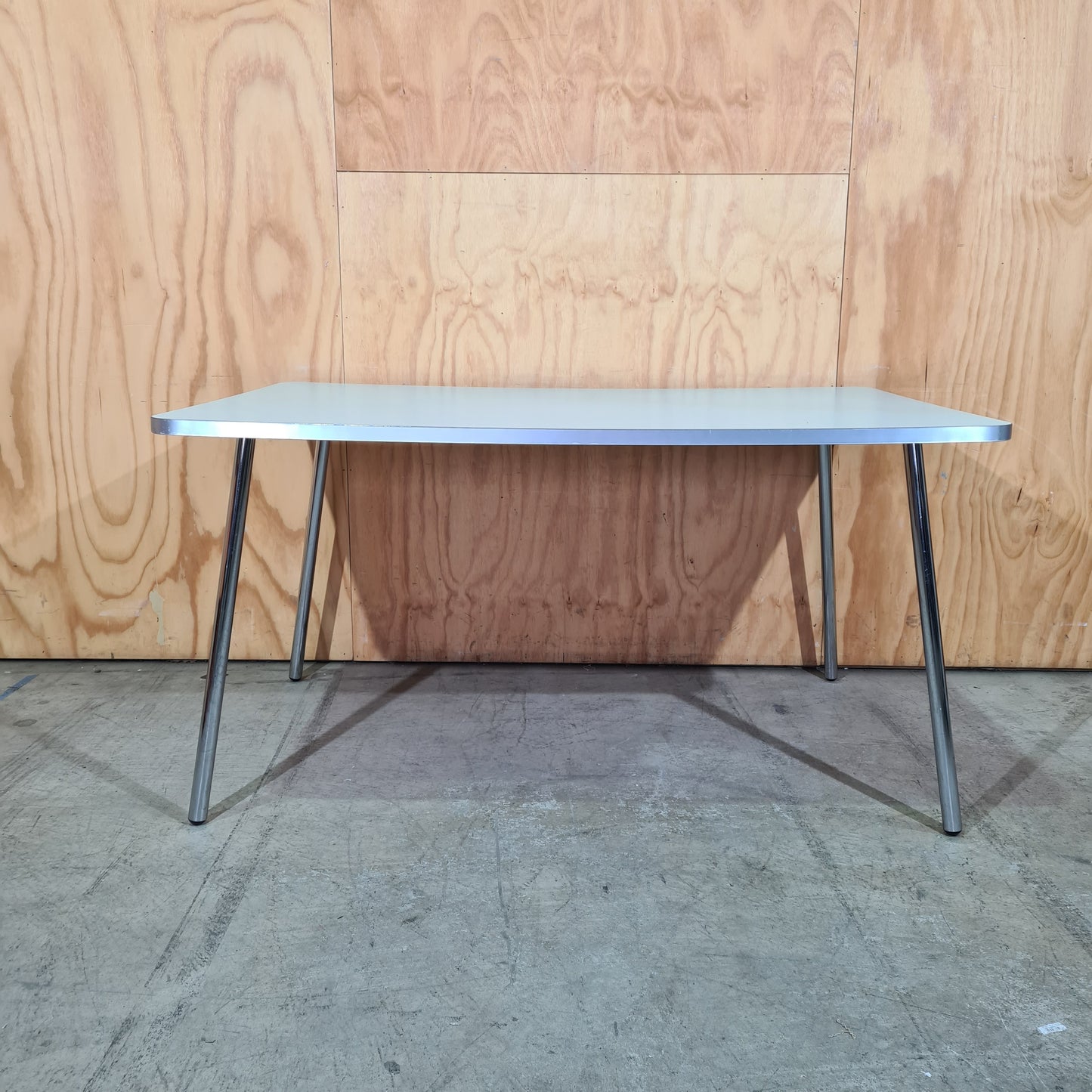 Meeting Table with Light Green Top and Chrome Legs