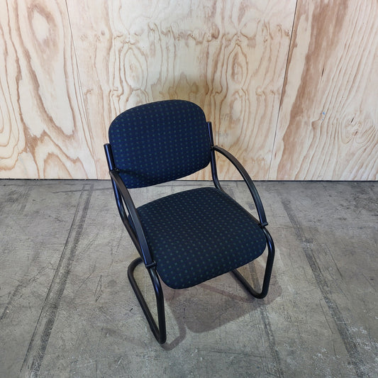 Upholstered Visitor Chair patterned in Navy Blue