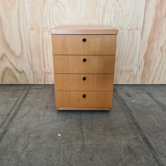 Wood Laminate Yellow 4 Drawer Pedestal