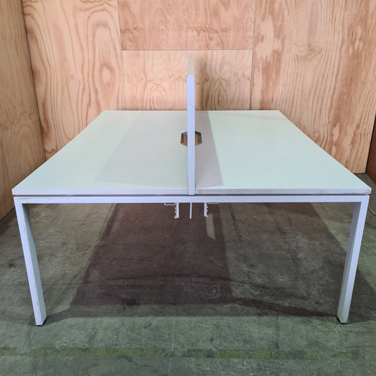 Deluxe Rapid Infinity 2 Person Back to Back Profile Leg Workstation Desk