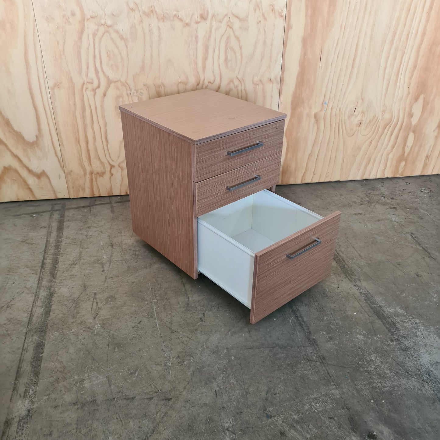 Wood Laminate 3 Drawer Pedestal with chrome handles