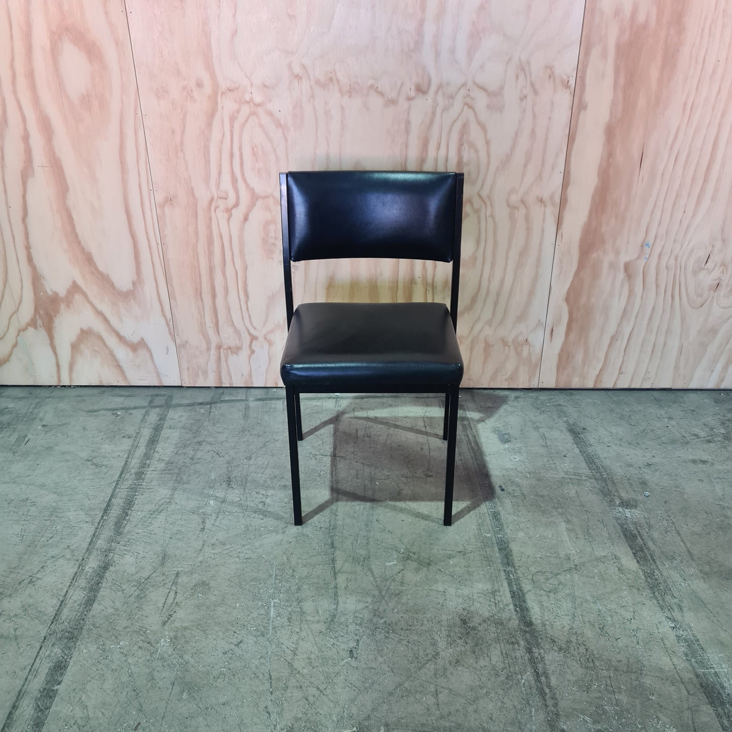 Stackable Black Leather Contemporary Chair