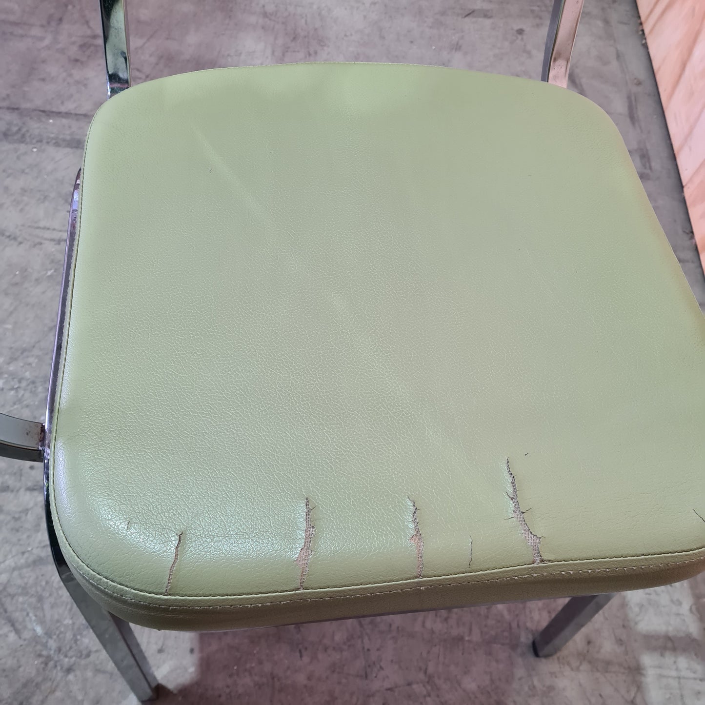 Vintage Green Vinyl Chair and Chrome Legs