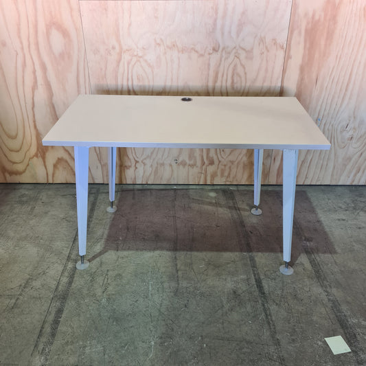 Small Desk with Cable Management in Ash Wood Veneer