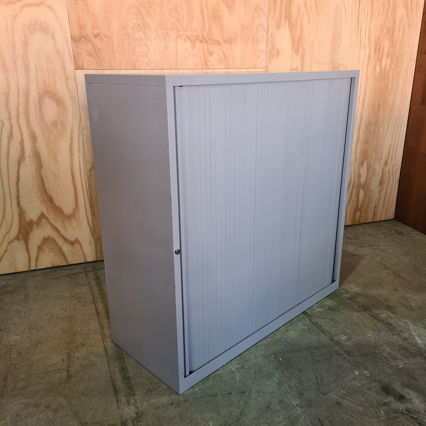 Tall Tambour Cabinet in Silver