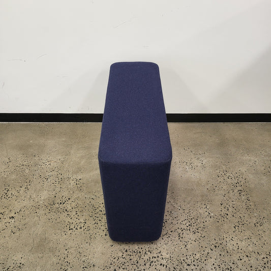 Derlot 'Tetromino Soft' Rectangle High Upholstered Ottoman in Navy Blue Wool by Alexander Lotersztain