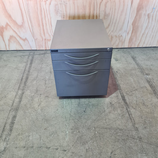 Schiavello metal three drawer pedestal in charcoal