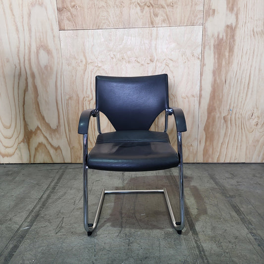 Wilkhahn Modus 278/71 Stackable Sled Base Black Leather Chair