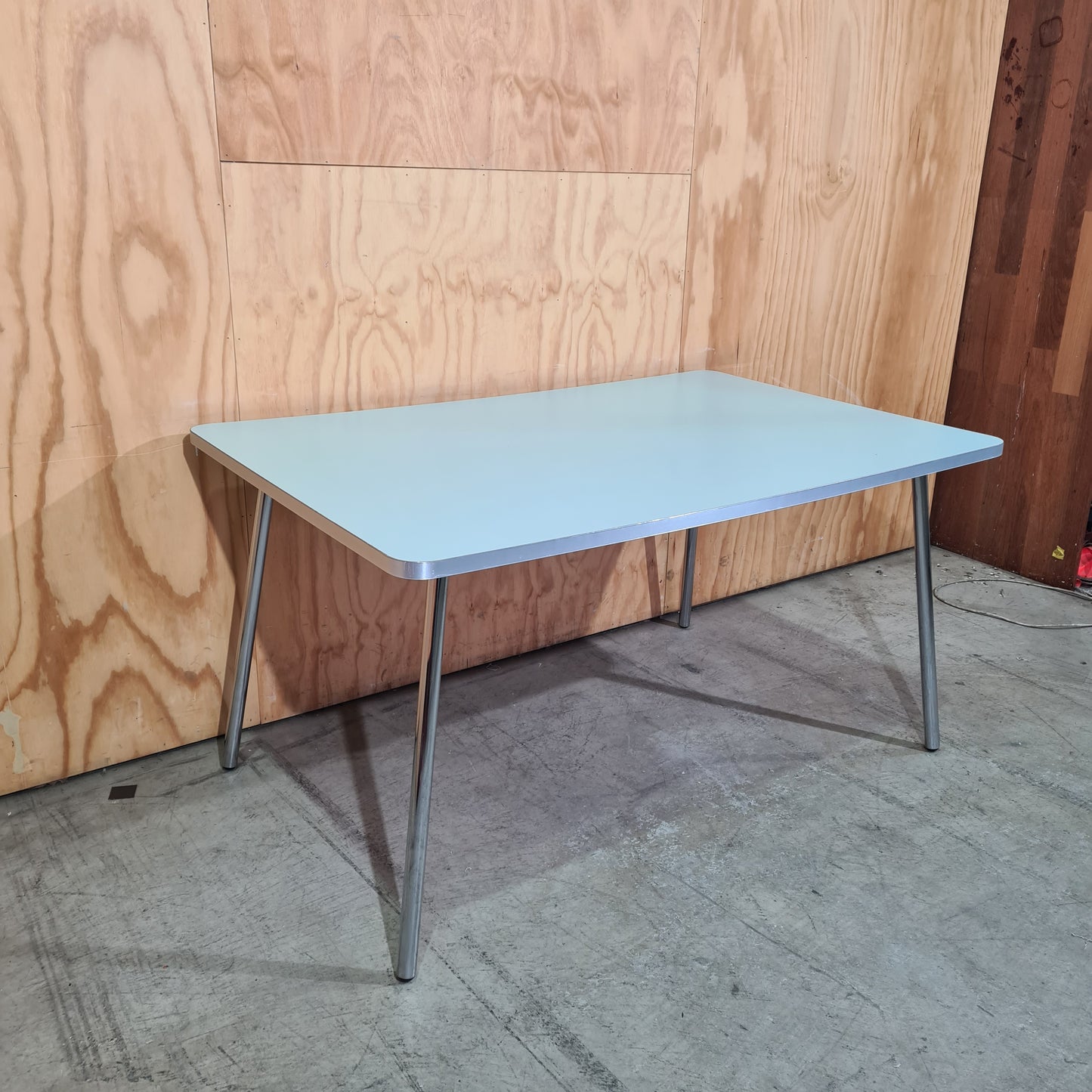 Meeting Table with Light Green Top and Chrome Legs