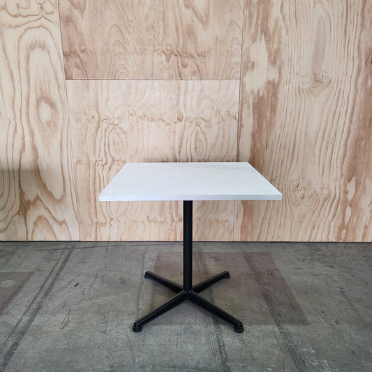Square Cafe Table in White with Black Legs