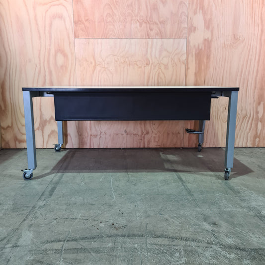 White Meeting Table Chrome legs with Castors