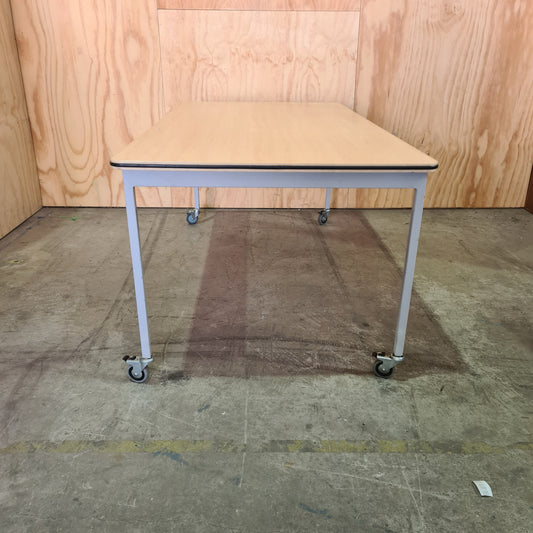 BULK BUY: Large Desk with Timber Veneer on Castors