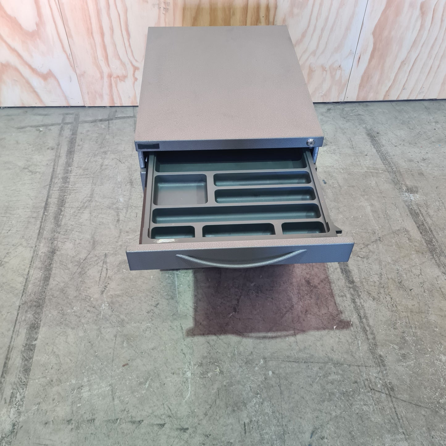 Schiavello metal three drawer pedestal in charcoal