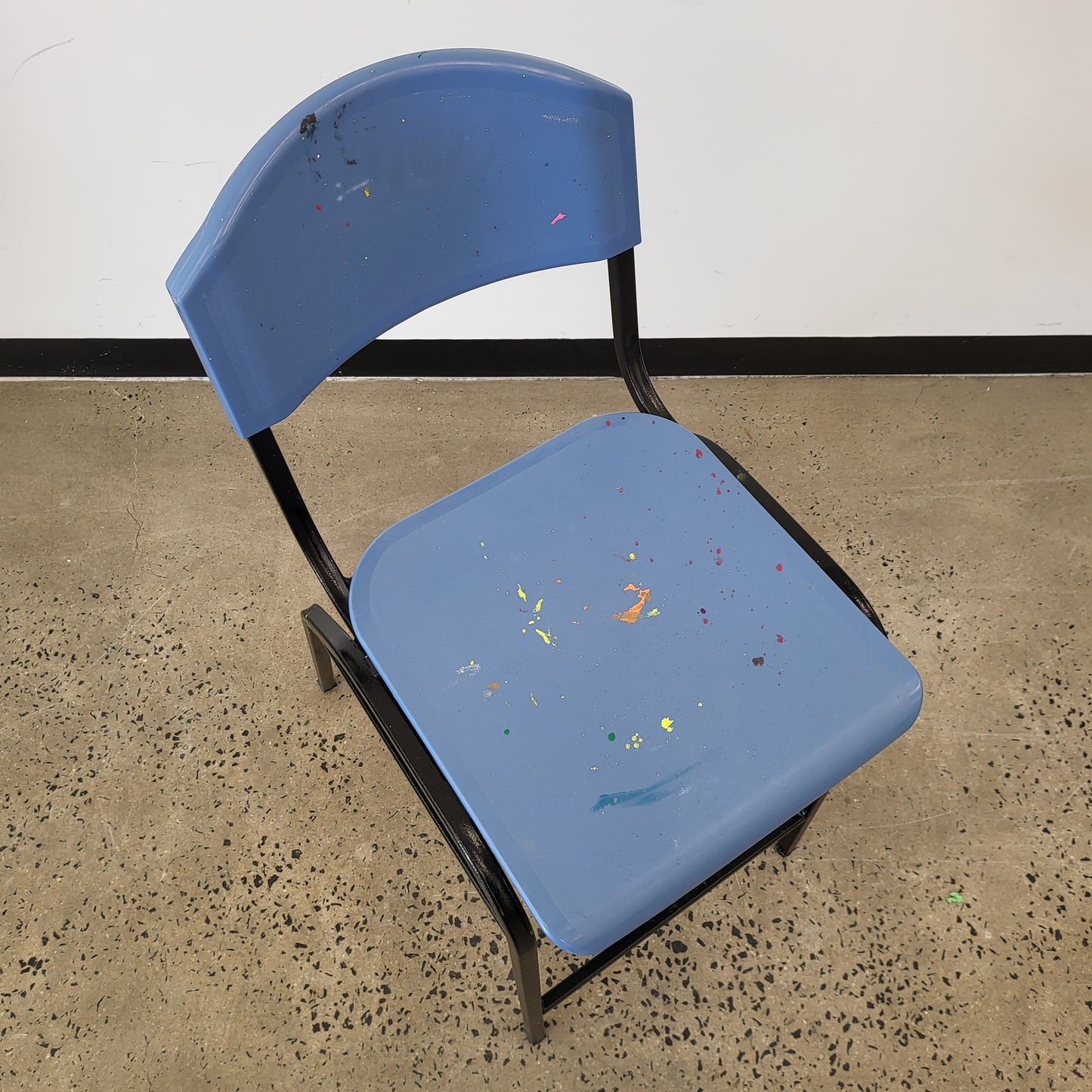 BULK BUY: Vintage Studio Chair in Sky Blue with Black Metal Frame