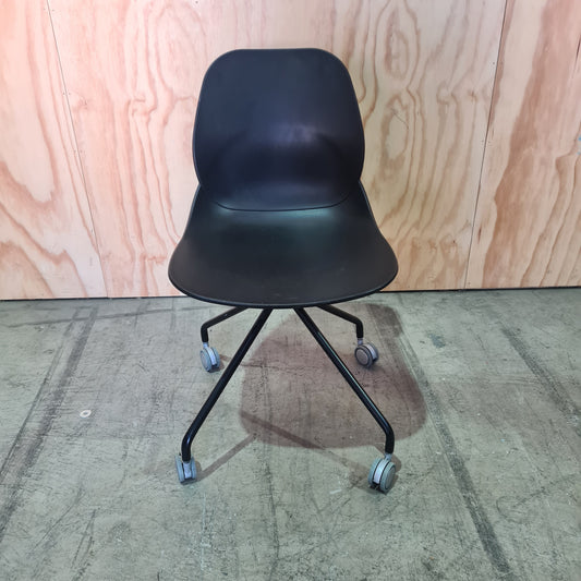 FREE BULK OPPORTUNITY- Black Moulded Chair on Castors
