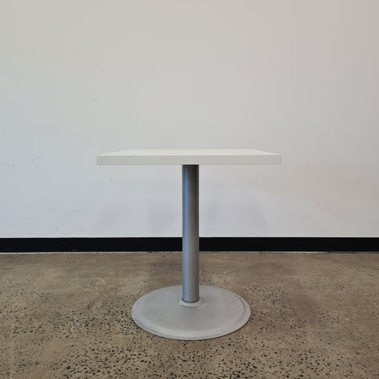 White Square Cafe Table with Grey Base