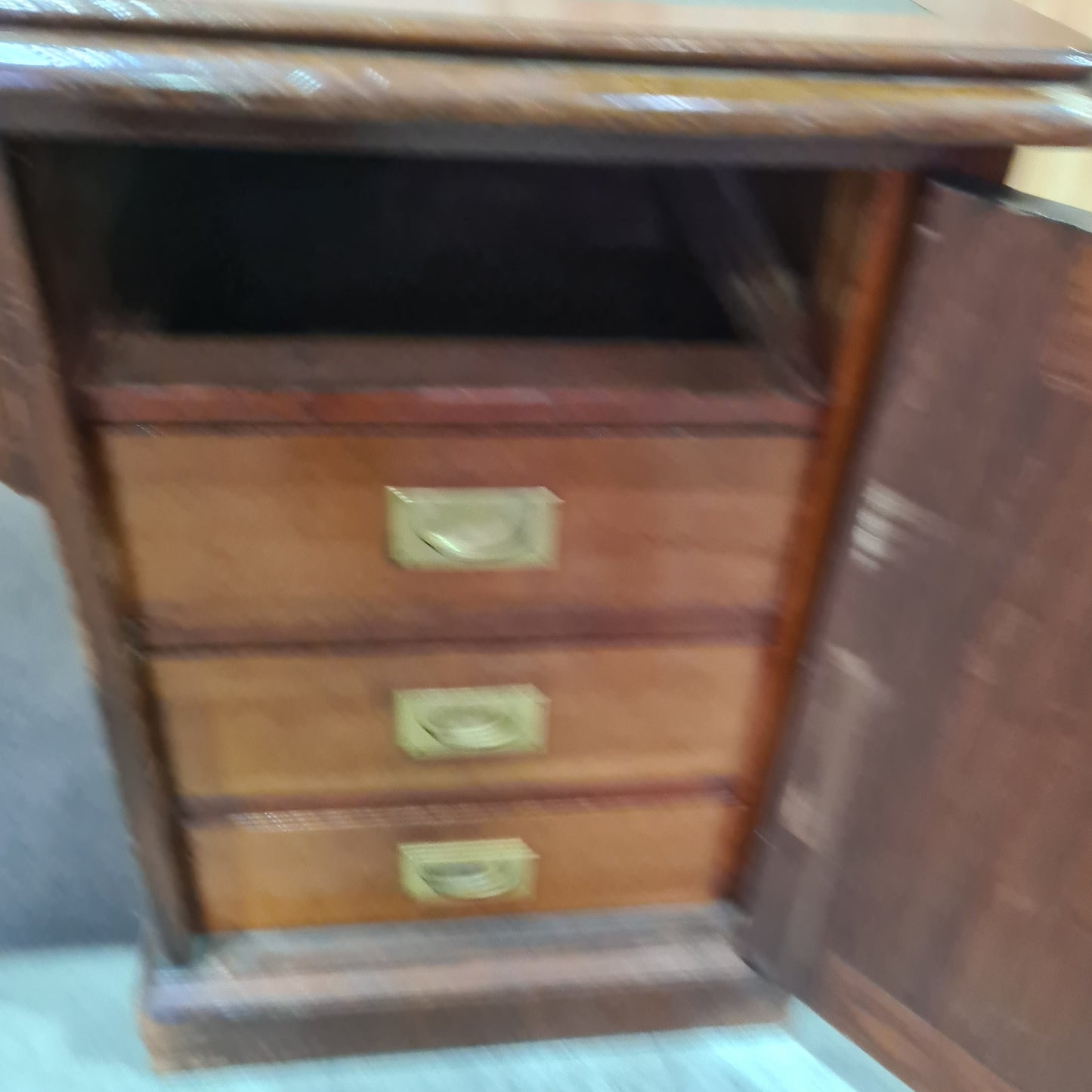 Antique 19th century solid mahogany timber executive desk with genuine leather top