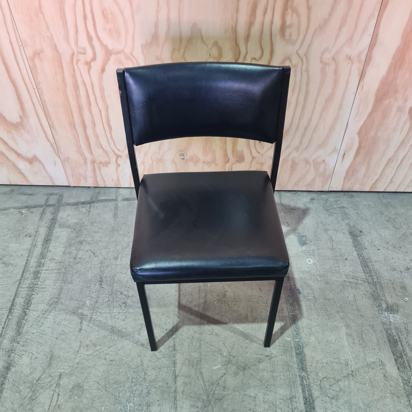 Stackable Black Leather Contemporary Chair