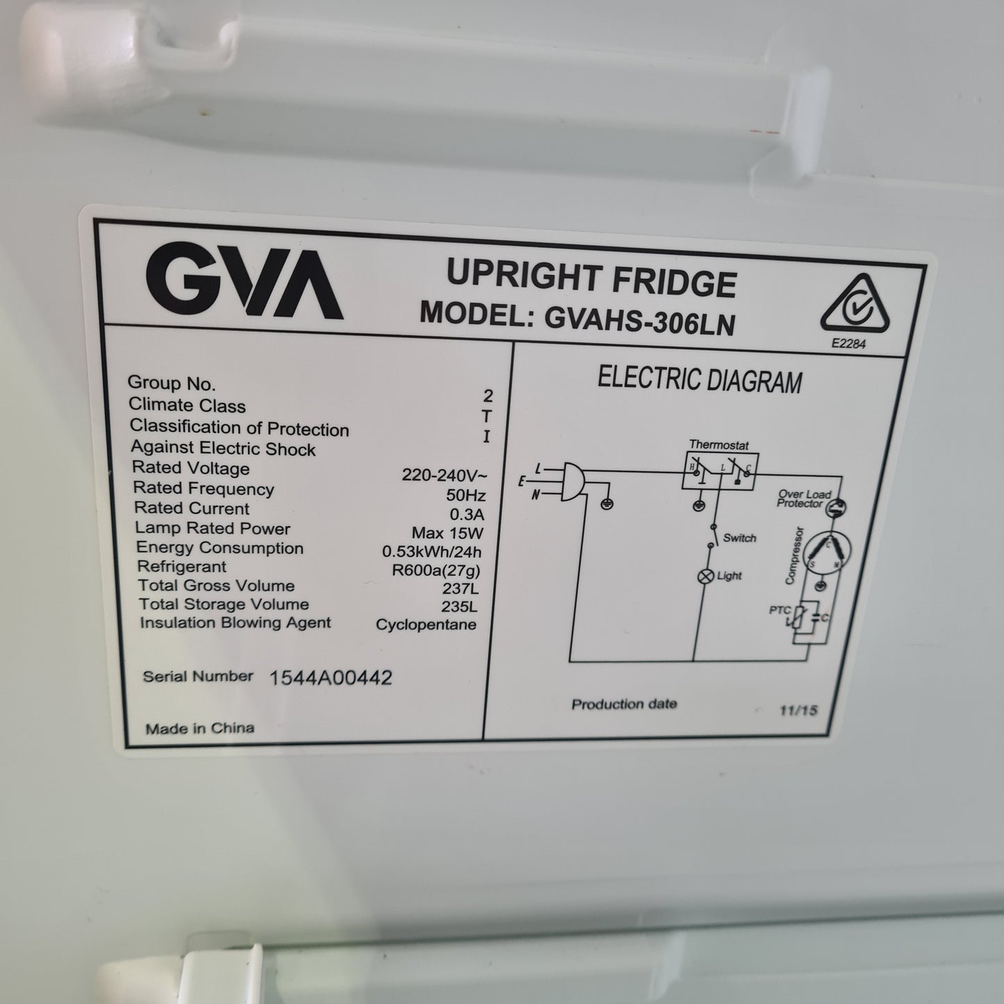 GVA 235 Litre Fridge