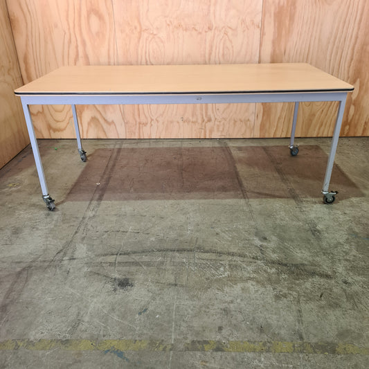 BULK BUY: Large Desk with Timber Veneer on Castors