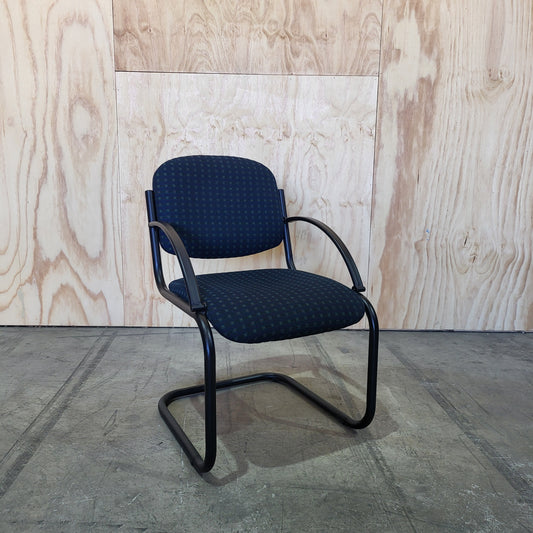 Upholstered Visitor Chair patterned in Navy Blue