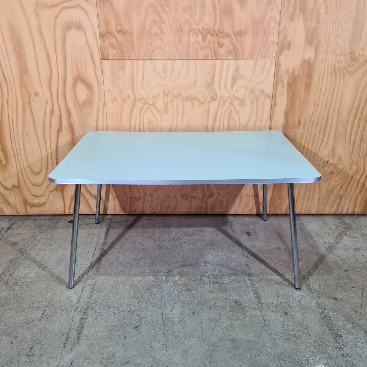 Meeting Table with Light Green Top and Chrome Legs